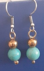 Vintage JTV Blue Howlite Gemstone Beaded Dangle Earrings