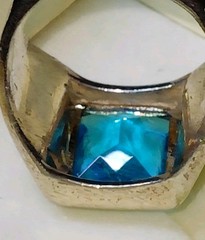 Vintage Southwestern Style Men’s Sterling Ring, Sz 8.75, Blue Stone, 9.5g