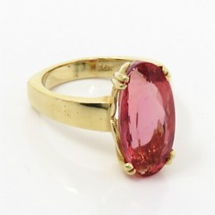 NYJEWEL GIA Certified 14k Gold 8ct Natural Imperial Orange Pink Topaz Ring