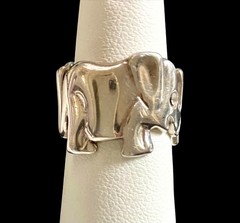Vintage 925 Sterling Silver Lucky Elephant Eternity Band Ring 7.58 Grams Size 5