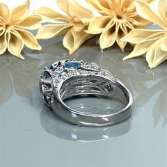 Marquise Sky Blue Topaz, London Blue and White Topaz Sterling Silver Ring-Size 8