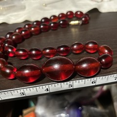 Vintage 110g Stunning Red Bakelite Necklace Cherry Juice Beads Tested Magnetic
