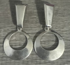 925 Sterling Vintage M 125 Mexico Modernist Clip On Dangle Earrings