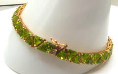 Ross Simons Vermeil Sterling Silver Green Glass Tennis Bracelet – 8″