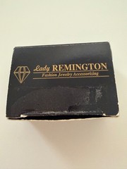 Lady Remington Heart w Rhinestones Necklace & Pierced Earrings Gold Tone Set IOB
