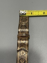 Coro Victorian Revival Enamel & Floral Engraved Bar Bow Shaped Pin Brooch 5” Vtg