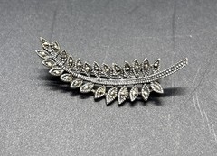 Vintage .925 Sterling Marcasite Leaf Pin Brooch 6 Grams