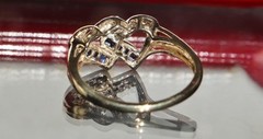 10k y/gold size 7 ring 0.18ct natural treated sapphire diamond heart 1.95g N2536
