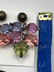 Vintage Pastel Multicolor Bar Brooch Earrings Set Acrylic Dangle Charms