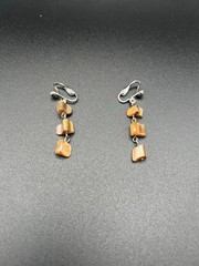 Boho Peach Mother of Pearl Shell Necklace Earring Set Multi Strand Layers Beachy