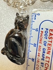 Unique Cat Charms Sterling Silver And Black Cat Italian Double Curb 925 Bracelet