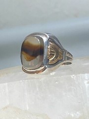 Agate ring art deco sterling silver women men