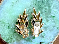 VINTAGE JULIANA DELIZZA & ELSTER AMBER and CLEAR RHINESTONE EARRINGS