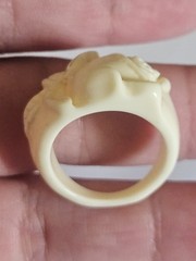 Vintage Ivory Lucite Plastic Carved Rose Flower Ring Size 8