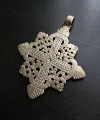 Antique Ethiopian Coptic Cross Pendant Silver Alloy Cross Pattée Toulouse