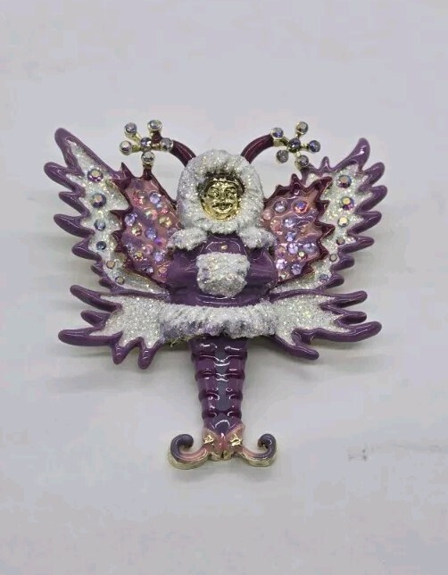 Kirks Folly Felicia Frost Snow Angel Pin Pendant Gold tone Legacy Collection