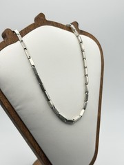 Vintage Heavy 925 Sterling Silver Modernist Bar Link Chain Necklace, 25 inch 33g