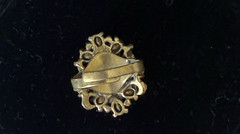 Vintage Gold Tone Adjustable Rhinestone Ring Hollycraft Pastel Rhinestones