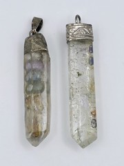 Vintage Pendant Lot 8pc Abalone Chakra Quartz Mother of Pearl Shell Alpaca