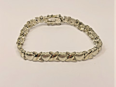Vintage FAS 925 Sterling Silver Hearts and Kisses Bracelet 7″ 13.5g
