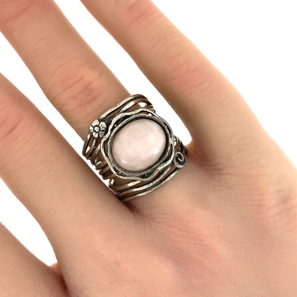 Didae Vintage White Jade, Sterling Silver Ring Sz. 8.25