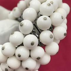 Vintage Milk Glass Beaded Cluster Bracelet Dangle Cluster 5-5/8″ IC Expandable