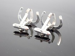 Vintage Anson Horseshoe Cufflinks PAT. Pending Silver Tone Western Lucky Charm