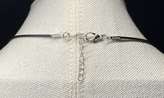 Vintage Gothic Silvertone Scrollwork Teardrop Pendant On Cord Necklace