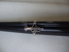 VINTAGE 1970-80s DETAIL 3D MUSIC HORN RING STERLING SILVER STAMPED 925 SZ 5