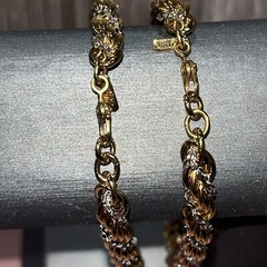 Vintage 7” Monet Twisted Gold Tone And Silver Tone Two-tone Rope Bracelet 5.7mm