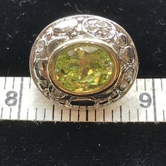 Vintage 2-tone Renaissance Revival Peridot Clear Cubic Zirconia Pierced Earrings