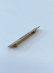 Vintage Revlon Pin Brooch Rectangle Black and Red Enamel Gold Tone