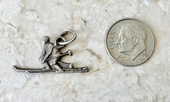 Vintage Sterling Silver Charm 3-D Man On Skis with Ski Poles