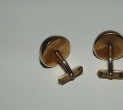 Swank Blue Cabochon Gold-tone Cufflinks, Bullet Back Toggle, Vintage, pre-owned