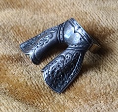 Vintage 1930’s Sterling Silver Cowboy Chaps Scarf Bandana Ring Americana