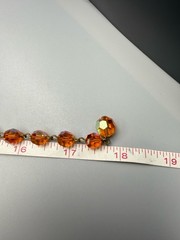 HATTIE CARNEGIE Signed Orange AB UV GLOW Glass Bead Necklace VTG 17.75” 41g HTF