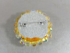 VTG 1950’s AB CRYSTAL & GOLD AB CRYSTAL WIRED RHINESTONE DOMED BROOCH PIN
