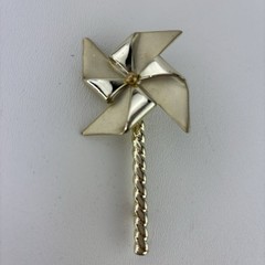 AJC Gold Tone Spinning Garden Pinwheel Brooch Pin Large 3″ Vintage