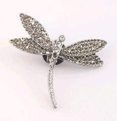Vintage Silver Tone Rhinestone Dragonfly Brooch Pin Costume Missing Stones