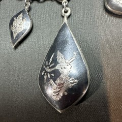 Siam sterling silver Niello bib necklace & Earings 1930’s – 50’s teardrop charms