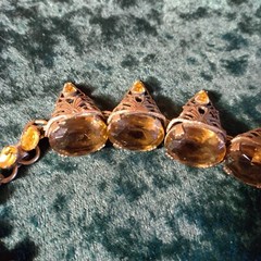Filigree cone topaz glass necklace, filigree open work, 15 inch, beautiful