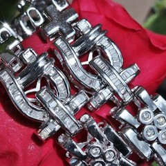14k 585 white gold bracelet 5.50ct diamond 8.5″ vintage handmade 44.7gr C-62
