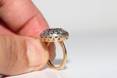 Antique Circa 1900s 18k Gold Top Silver Natural Diamond And Cabochon Ruby Ring