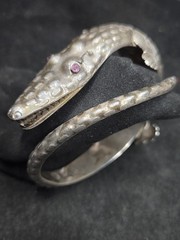 ANTIQUE 925 STERLING SILVER ALLIGATOR CUFF BRACELET ARM BRACELET 2.48 OZS