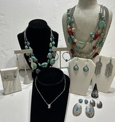 Southwest Jewelry Lot Costume Faux Turquoise Western Cowgirl 12 Piece Boho
