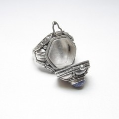 Sterling Silver And 10K Yellow Gold 0.75 Ct Natural Royal Blue Lapis Poison Ring