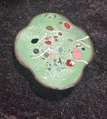Vintage MCM BROOCH PIN Copper Enamel Abstract 1960s GREAT