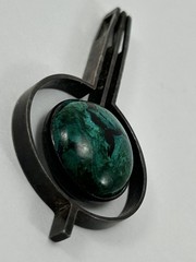 Vintage Israel Modernist Sterling Silver Eilat Stone Pendant 930 signed azurit