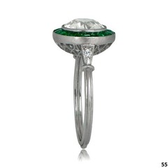 3CT Old European Cut Lab Created Diamond Vintage Emerald Halo Ring 14K Gold Over