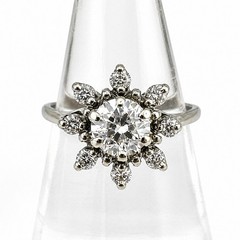 1930’s DIAMOND FLOWER RING – 14K WG – 1CTW – SI1 H-I -4.07 GRAMS